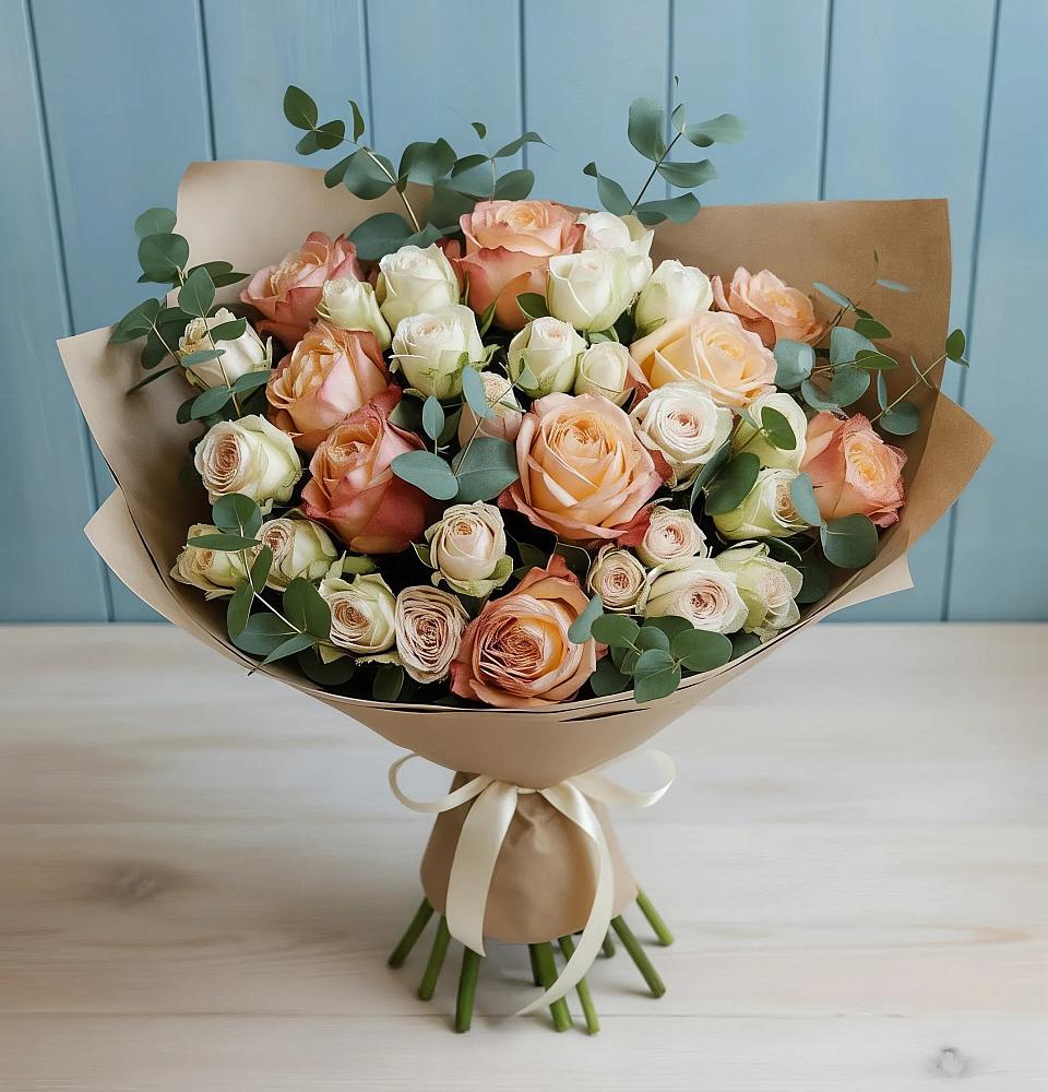 Букет цветов из: Альстромерии и Розы в Сузуне