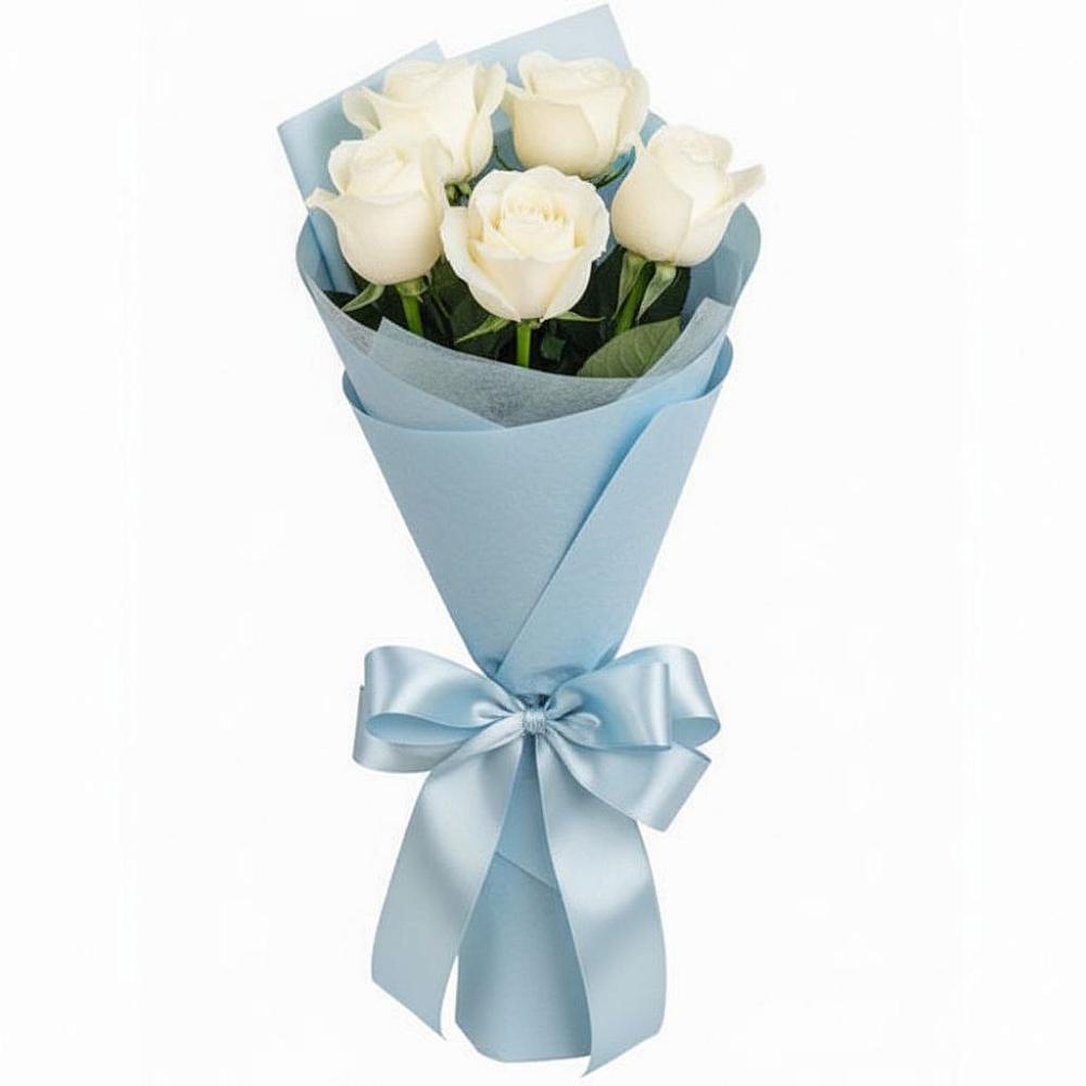 Букет 5 Белых роз Проуд в Сузуне