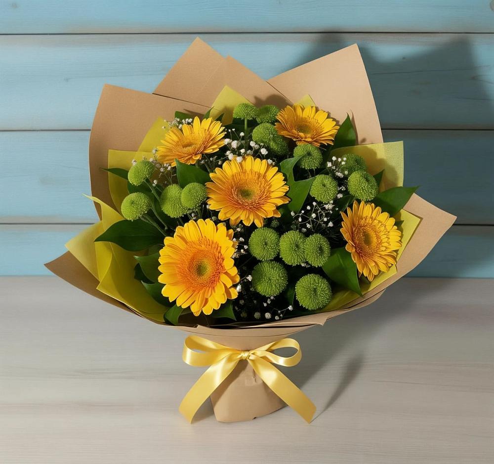 Букет цветов из: Герберы и Хризантемы в Сузуне