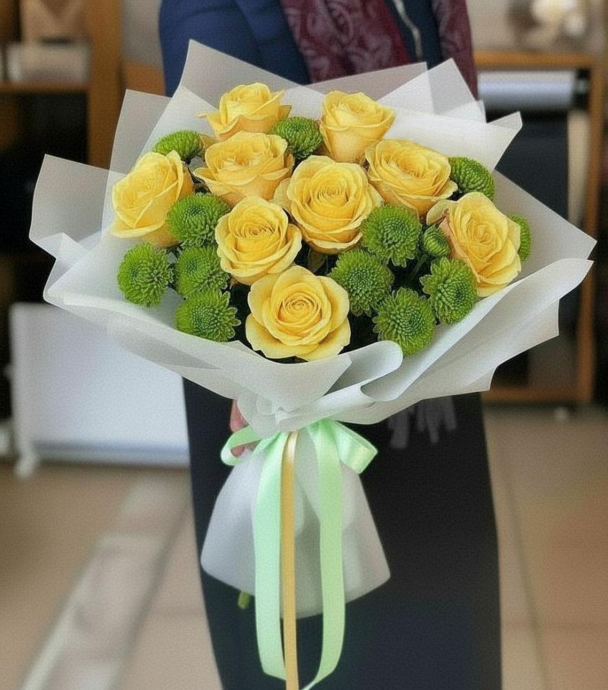 Букет цветов из: Хризантемы и Розы в Сузуне