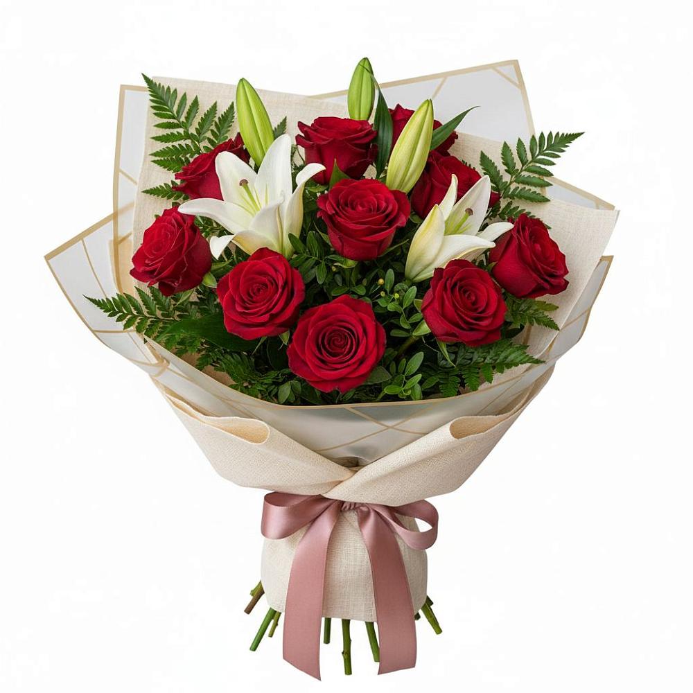 Букет цветов из: Лилии и Розы в Сузуне