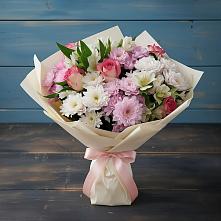 Букет цветов из:  Хризантемы, Альстромерии и Розы #REPLACE_PRED# Сузуне