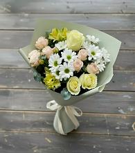 Букет цветов из:  Альстромерии, Розы и Хризантемы в Сузуне