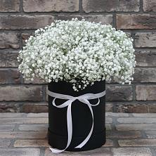 Цветочная композиция из Гипсофила в шляпной коробке в Сузуне